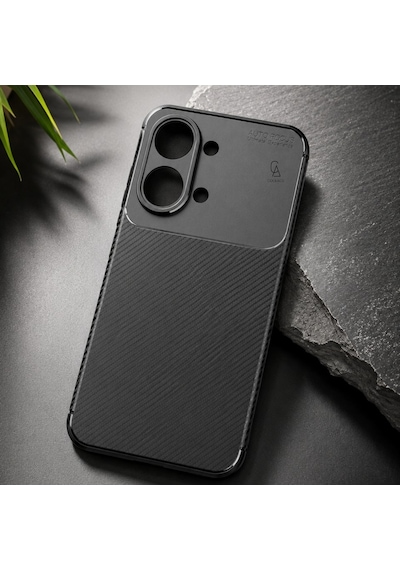 Xiaomi Poco X8 Pro Max Uyumlu Kılıf Karbon Tasarım Kamera Korumalı Silikon Telefon Kılıfı Kapak Siyah