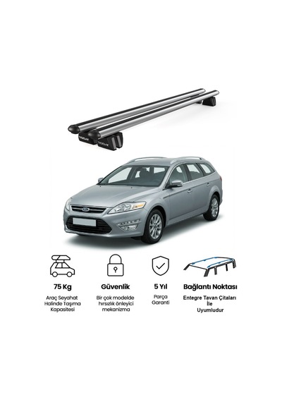 Pençe Ford Mondeo Sw Mk Iv 2007-2014 Uyumlu Gri Ara Atkı Port Bagaj Tavan Barı