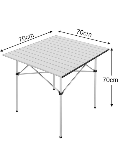 Alüminyum Katlanır Kamp Masası 70 70 70 Cm Ölçülerinde Taşıma Çantalı Gümüş - Gri
