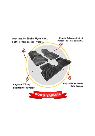 Volkswagen Jetta 2011 Sonrası 3d Siyah Kokusuz Havuzulu Paspas Takımı