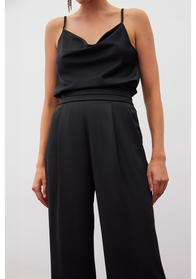 Sateen Cepli Salaş Saten Pantolon - Siyah-133300 Siyah