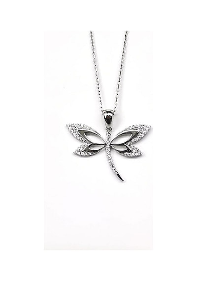 Omar Silver Kadın Yusufçuk Model Zirkon Taşlı Gümüş Kolye (513867820)
