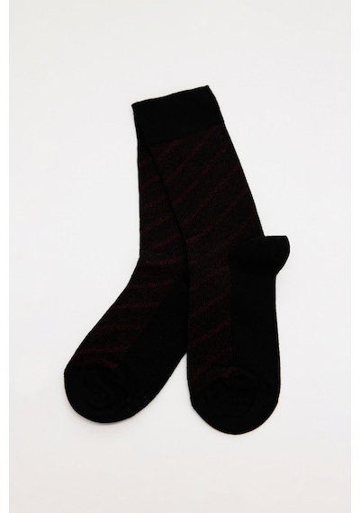 AC&Co / Altınyıldız Classics Erkek Sıyah-bordo Desenli Bambu Tekli Çorap Sıyah-bordo