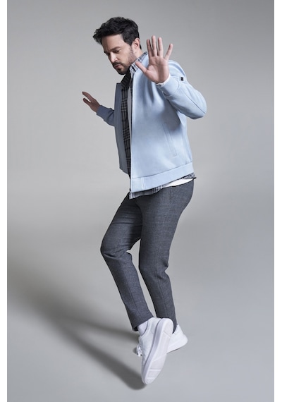Avva Erkek Mavi Bomber Yaka Süet Dokulu Mevsimlik Comfort Fit Mont B006045
