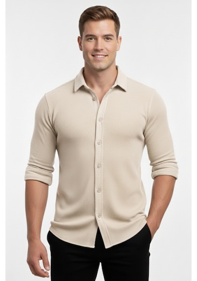 Deepsea Bej Slim Fit Örme Kumaş Likralı Erkek Gömlek Nefes Alan Esnek Ve Modern Tasarım 2602604 Bej Deepsea Bej Slim Fit Örme Kumaş Likralı Erkek Gömlek Nefes Alan Esnek Ve Modern Tasarım 2602604 Bej