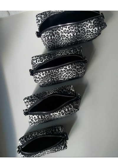 Meryy Collection Gri Leopar Organizer Çanta / Ekstra Boy