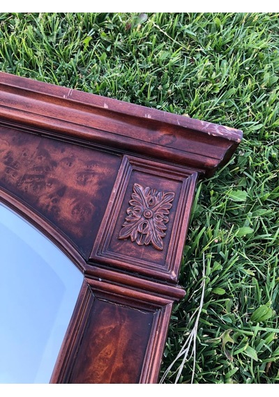 Vintage Ahşap Çerçeveli Oyma Desenli Sedefli Kubbeli  Ayna 70x88c Kahverengi