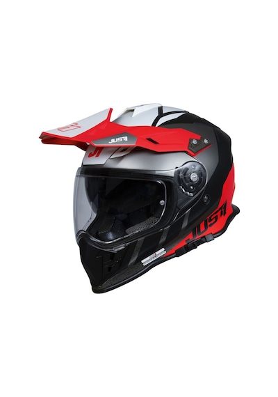 Just1 J34 Pro Outer Space Kapalı Motosiklet Kaskı Siyah Kırmızı Beyaz