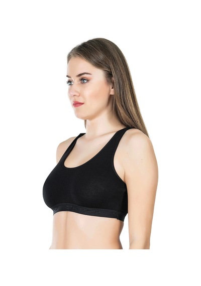 Saklımoda Derya Kurşun Geniş Askılı Sporcu Body Sütyen 525 Siyah