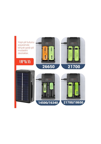 Upway Güneş Enerjili Çok Fonksiyonlu Pil Telefon Şarj Cihazı - Elektrikli Ve Güneş Enerjili Şarj