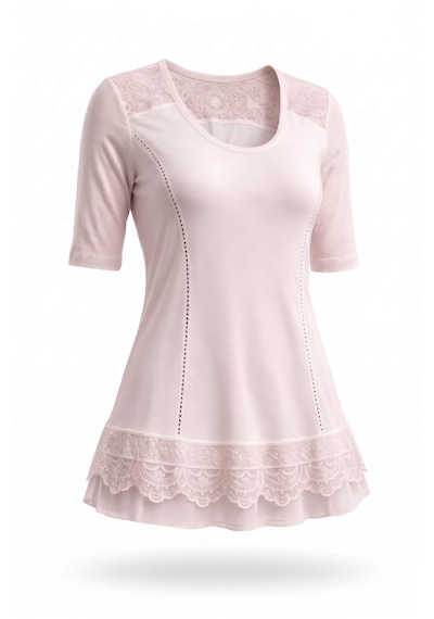 Bihhter Tunik /bluz Kısa Kollu Pudra Pembesi Pudra Pembe