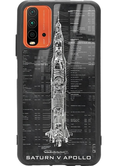 Xiaomi Redmi 9t Apollo Plan Tasarımlı Glossy Telefon Kılıfı Çok Renkli