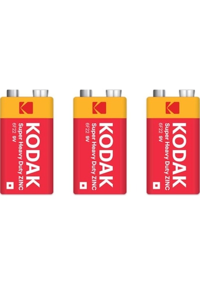 Kodak 1X3 3 Adet Shrink Ambalaj Çinko Karbon 9 Volt Pil
