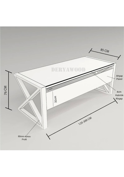 Silver Ahşap Bilgisayar Masası 200x85x76 Cm-ön Ahşap Açık Ceviz