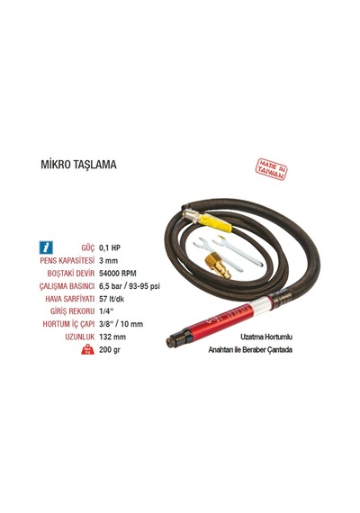 Yama At-3170 Havalı Mikro Taşlama 3Mm 54000 Devir
