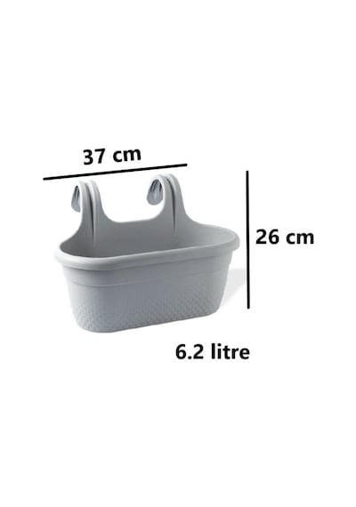 Omnipazar Krs-350 Dekoratif Plastik İnci Askılı Balkon Saksı 6.2 Litre Gri