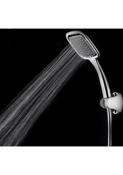 3 Lü Set Siyah Kare Banyo Duş Seti Hortum Mafsal Ve Başlık Set Gri Krom Diğer
