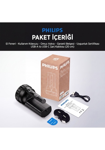 Philips Sfl3101s 10w 1000 Lümen Çift Aydınlatmalı 4 Modlu Tripod Uyumlu Omuz Askılı Projektör Led El Feneri Siyah