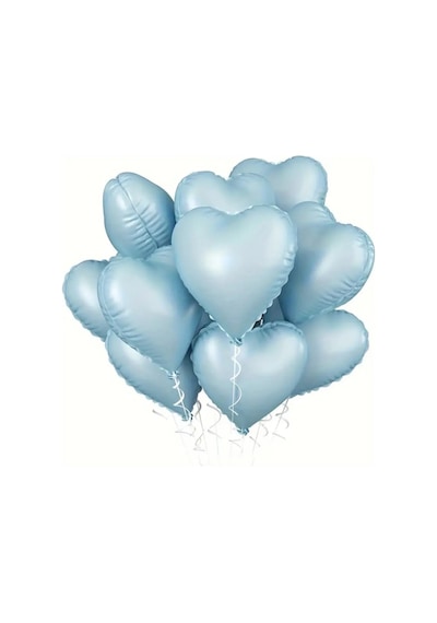 5 Adet 18 İnç 45 Cm Retro Kalp Folyo Balon Mavi MAVİ