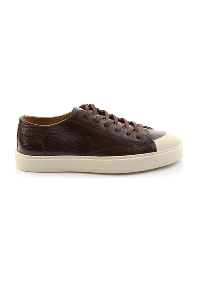 Kahve Hakiki Deri Erkek Sneaker E01549003440 Kahve