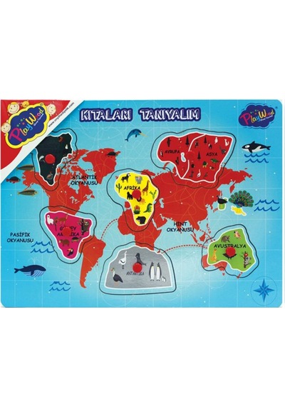 Ahşap Tutmalı Kıtaları Ve Bölgeleri Tanıyalım Puzzle.