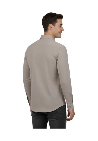 Advante Erkek Spor Slim Fit Uzun Kol Petek Fitilli Gömlek Bgl-st04824 Bej