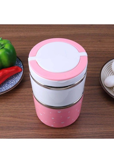 Yemek Termosu 2li Tutacaklı Sefer Tası - Hiper 2 Katlı Yemek Termos Renkli