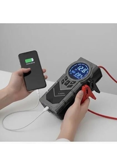 Auhma A7722 4'ü 1 Arada Akü Takviyeli Şarjlı Hava Pompası Powerbank & Dijital Fener