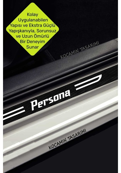Persona Yazılı Dekoratif Karbon Kapı Koruma Proton Persona İçin Siyah Beyaz Yazılı 4 Parça Kaplama Proton Persona 4 Adet