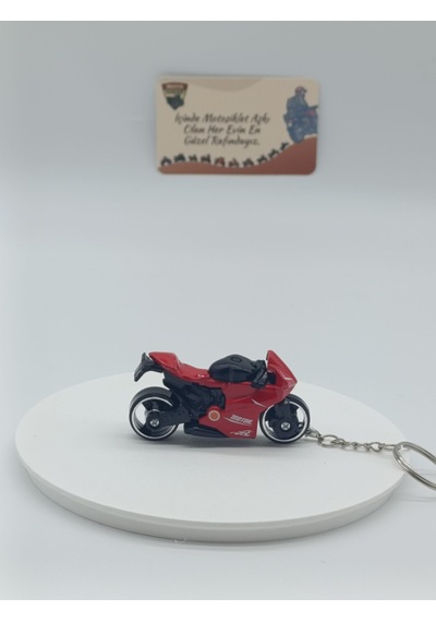 Süpersport Motosiklet Metal Anahtarlık Kırmızı - Diecast Yarış Motoru Figürü