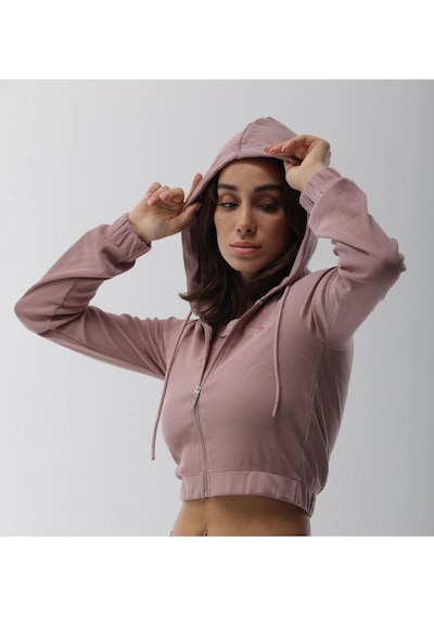 Kaşkorse Pudra Fitilli Fermuarlı Sweatshirt Pudra