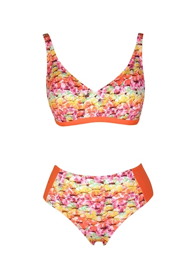 Endeep Beria Kadın Turuncu Desenli Toparlayıcı Askılı Bikini Takımı Turuncu