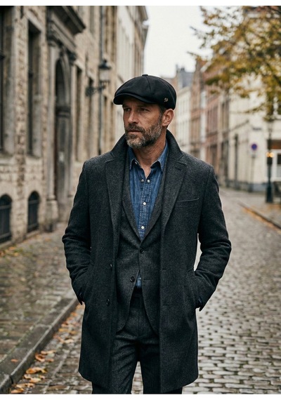 Emybox Erkek Kaşe 8 Köşe Kasket Şapka Klasik Retro- Peaky Blinders Tarzı Lastikli Standart Beden R