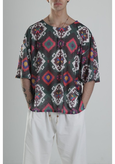 Cocopelli Etnik Desenli T-shirt Coc2258 Çok Renkli