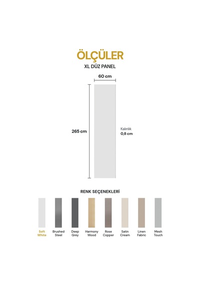 Vilo Mpc Xl Düz Duvar Paneli Soft White 265cm Yapıştırmalı Montaj - Neme Ve Darbeye Dayanıklı