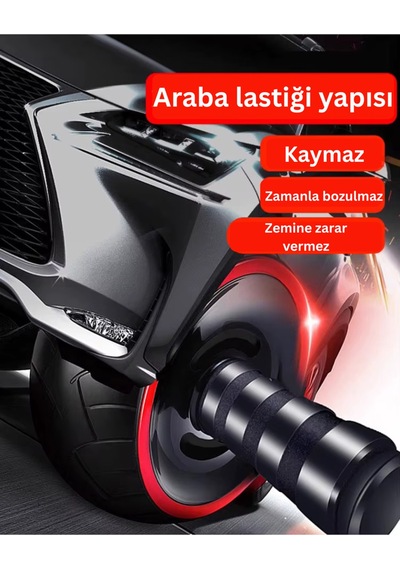 Evapera Profesyonel Ab Wheel Roller Karın Kası Göğüs Egzersiz Fitness Tekerleği Mekik Aleti Max150kg Siyah