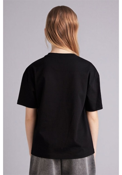 Defacto Relax Fıt Siyah Kız Çocuk T-shirt D9099a8/bk81 Siyah