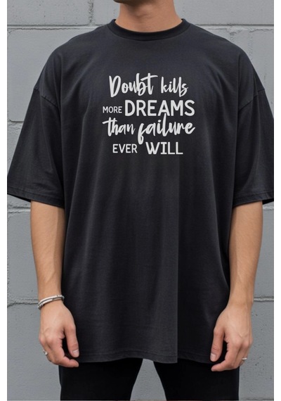 Freedom Store Unisex Oversize 24/1 Penye Dtf Baskılı Tişört - Dtf291 Siyah