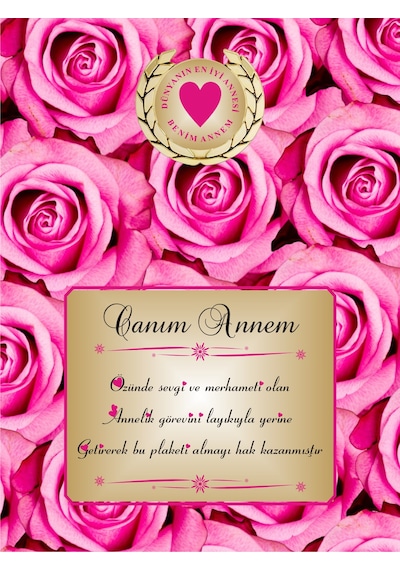 Canım Annem gül desen plaket Anneler günü plaket