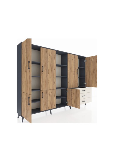 Arges Dolap 11 Raflı 3 Çekmeceli 7 Kapaklı 220x30x163 Antrasit-çam/aytaşı Atlas Çam/aytası - Antrasıt Arges Dolap 11 Raflı 3 Çekmeceli 7 Kapaklı 220x30x163 Antrasit-çam/aytaşı Atlas Çam/aytası - Antrasıt