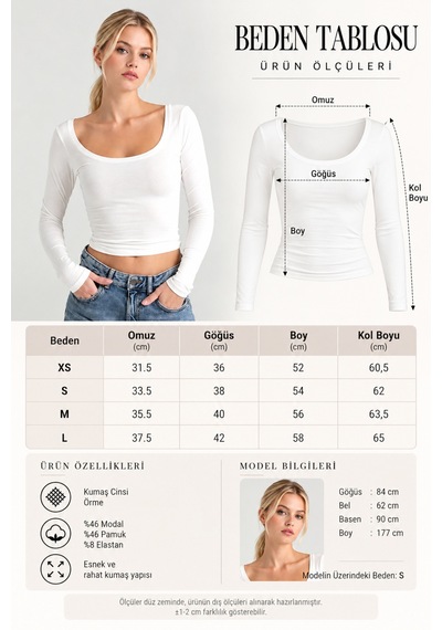 Cloudymood Kadın Ultra Soft Oval Yaka Bluz Ekru - 894338718 Ekru