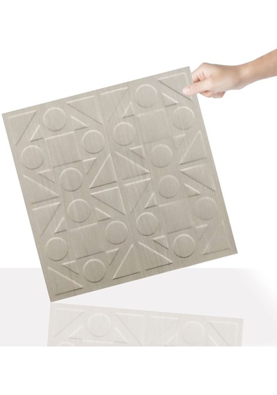 3 Boyutlu Duvar Paneli Kabartmalı Kareli Yuvarlak Desen Pvc 41x41 Cm/ 6 Adet /1 M² Beyaz Huş