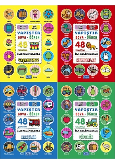 İlk Kelimelerle Yapıştır Boya Öğren Seti - 4 Kitap Takım- Parıltı Yayınları