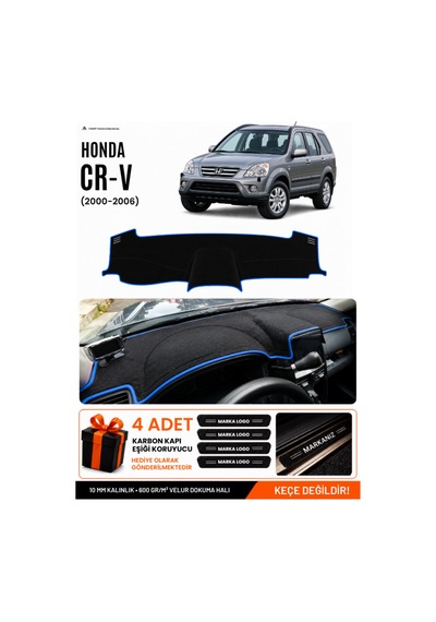 Honda Cr-v 2000-2006 Uyumlu Torpido Koruma, Torpido Örtüsü, Torpido Kılıfı - Siyah-mavi - Ho014