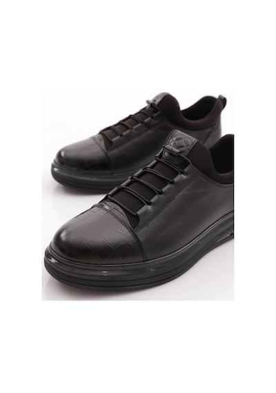 Dgn 2045 Erkek Düz Taban Sneaker Siyah Siyah Kroko
