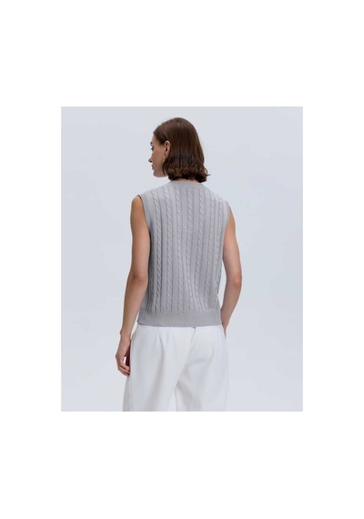 Youknitwear You Lim %100 Pamuk V Yaka Kadın Süveter Gri