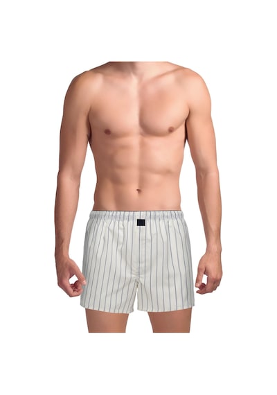 The Don Poplin Erkek Boxer Kırık Beyaz Çizgili Krem