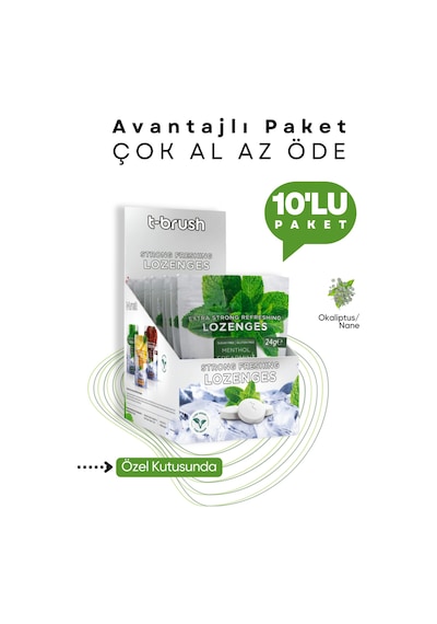 Tbrush Ağız Kokusu Önleyici Mentol ve Nane Aromalı Ağız Pastili - Alkolsüz ve Şekersiz (10 Paket)