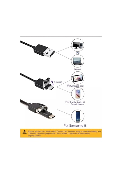 Endoskop Yılan Kamera 0.3 Megapiksel 7mm Su Geçirmez Ledli 10 Metre Standart