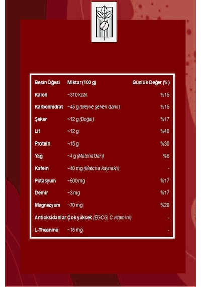 Ceremonial Red Matcha Powder 25g, Törensel Kırmızı Matcha Tozu Superfood
